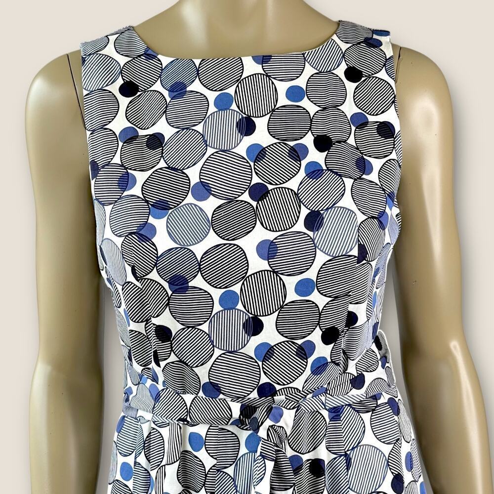 Anne Klein Sleeveless Polka Dot Pleated Fit Flare Tie Belt Sheath Dress Size 6 - Picture 5 of 16